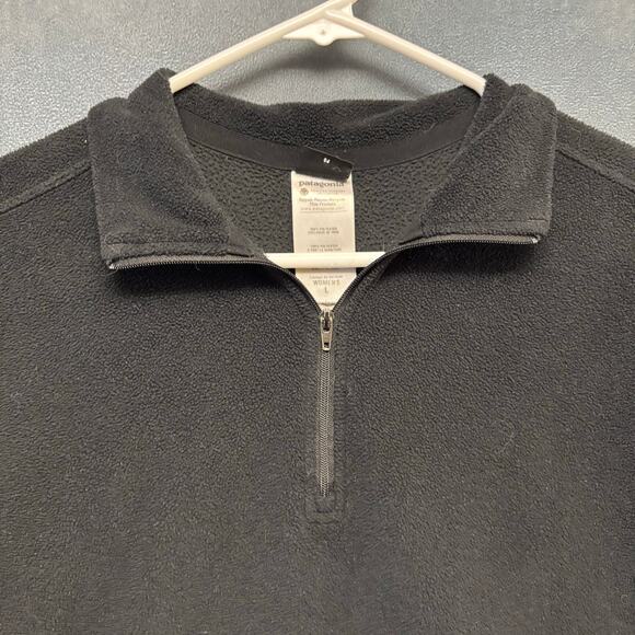 Patagonia Womens Black Fleece Quarter Zip Touchstone Climbing Large Outdoor Hike - Picture 3 of 10